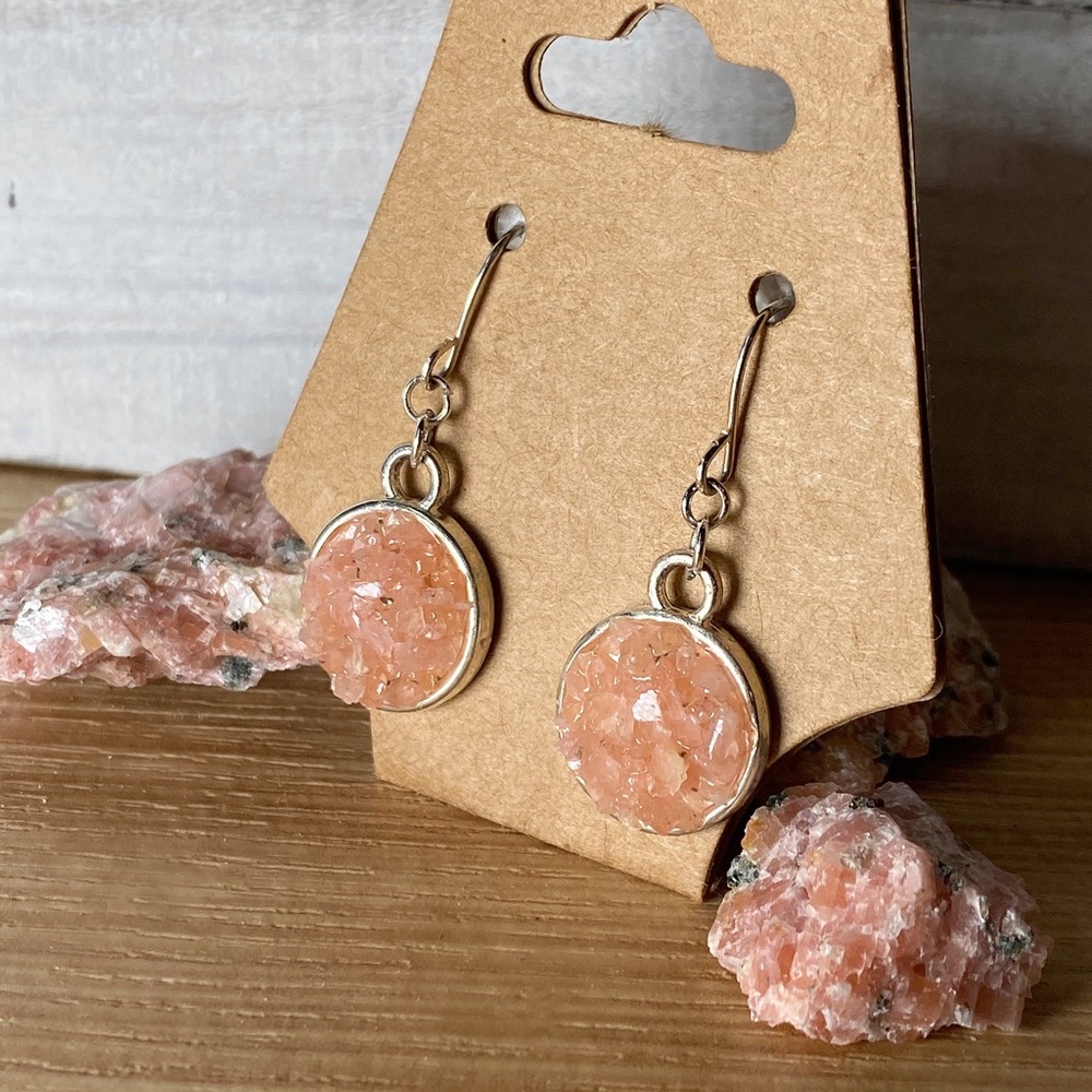 Faceted Strawberry Quartz Crystal Earrings